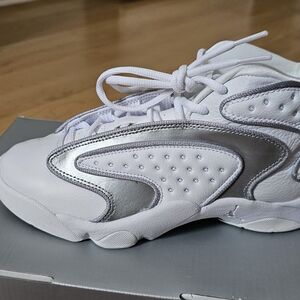 Jordan Kids White and Silver Sneakers